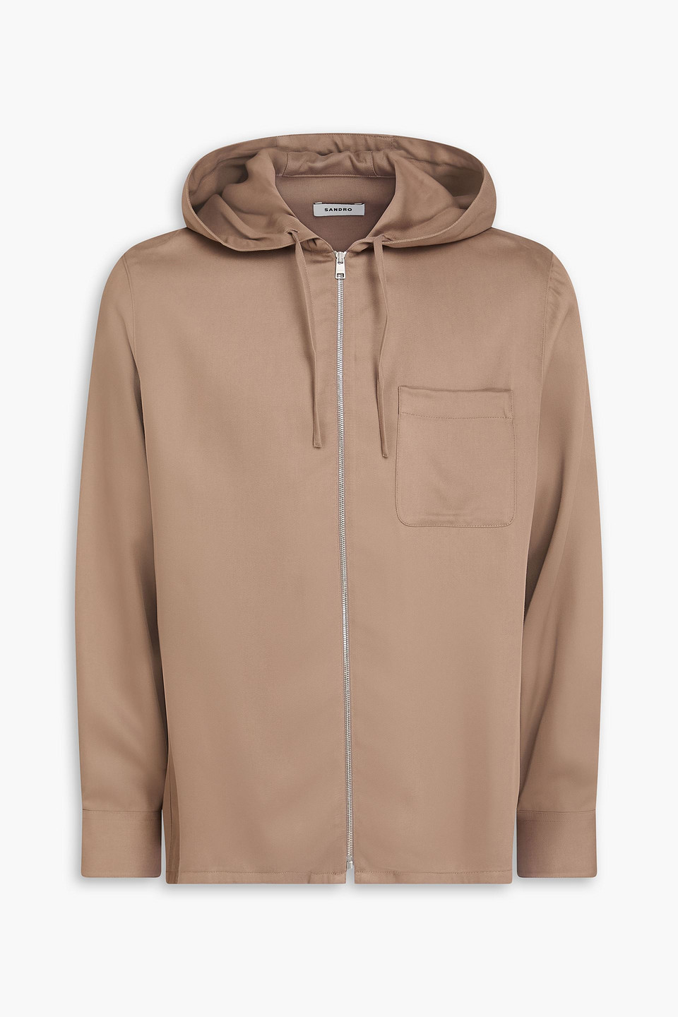 SANDRO LYOCELL-BLEND TWILL ZIP-UP HOODIE