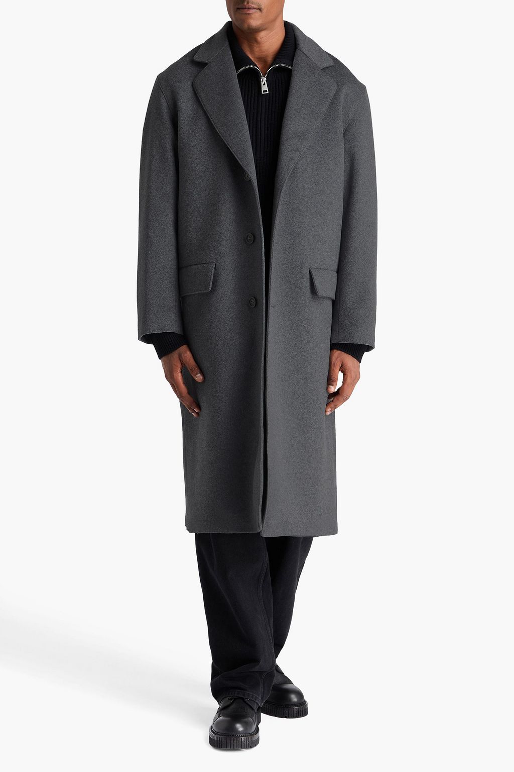 SANDRO Wool and cashmere-blend felt coat