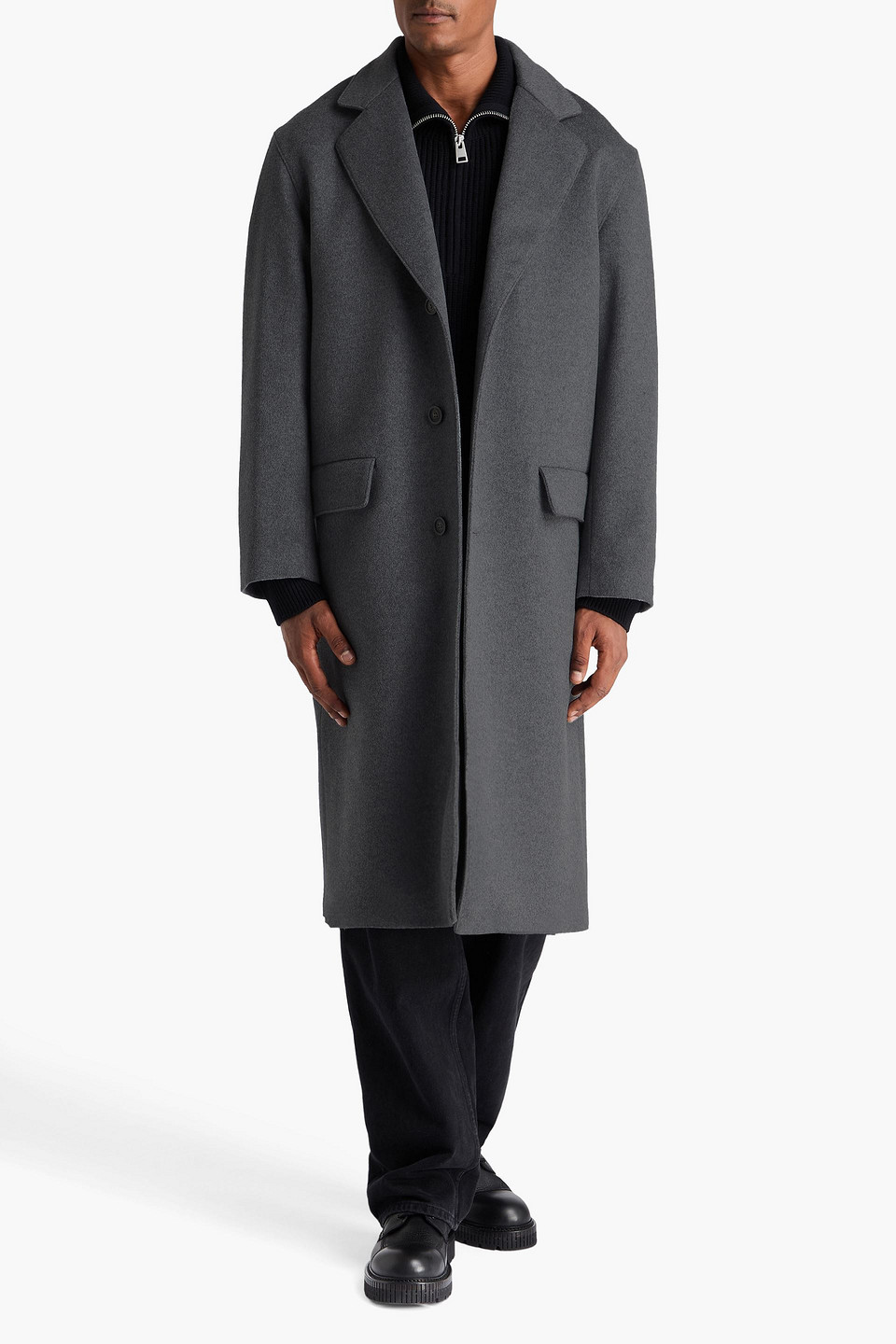  Sandro - Wool And Cashmere-blend Felt Coat - Gray - L 
