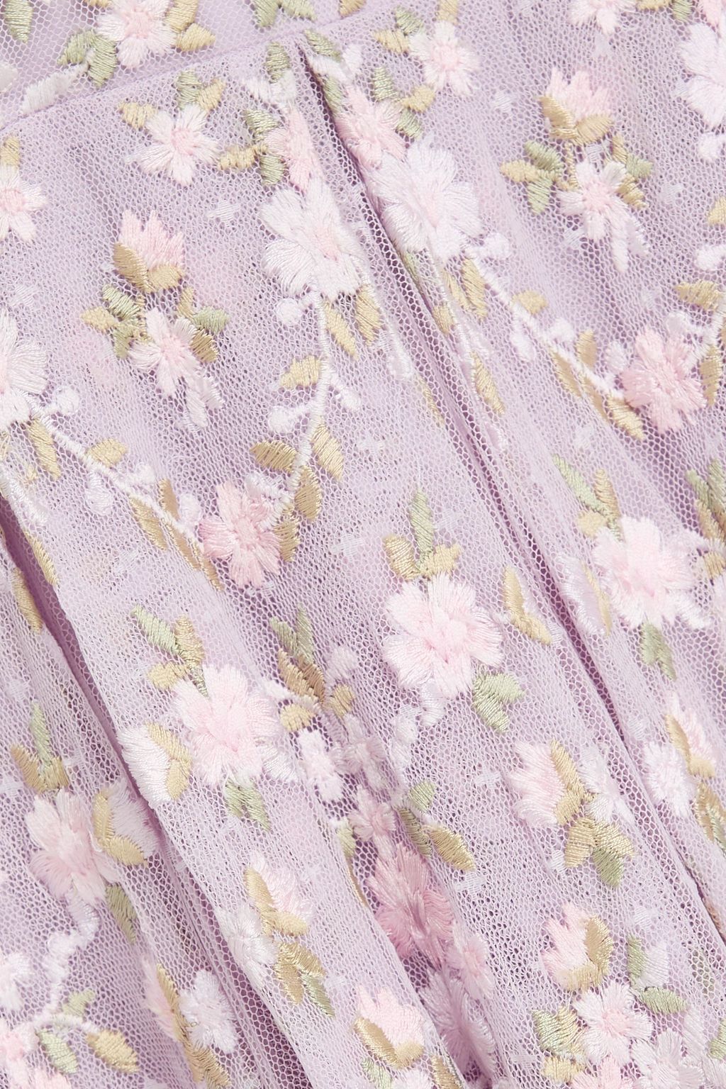 NEEDLE & THREAD فستان طويل من التول بطبقات بتصميم مطرّز