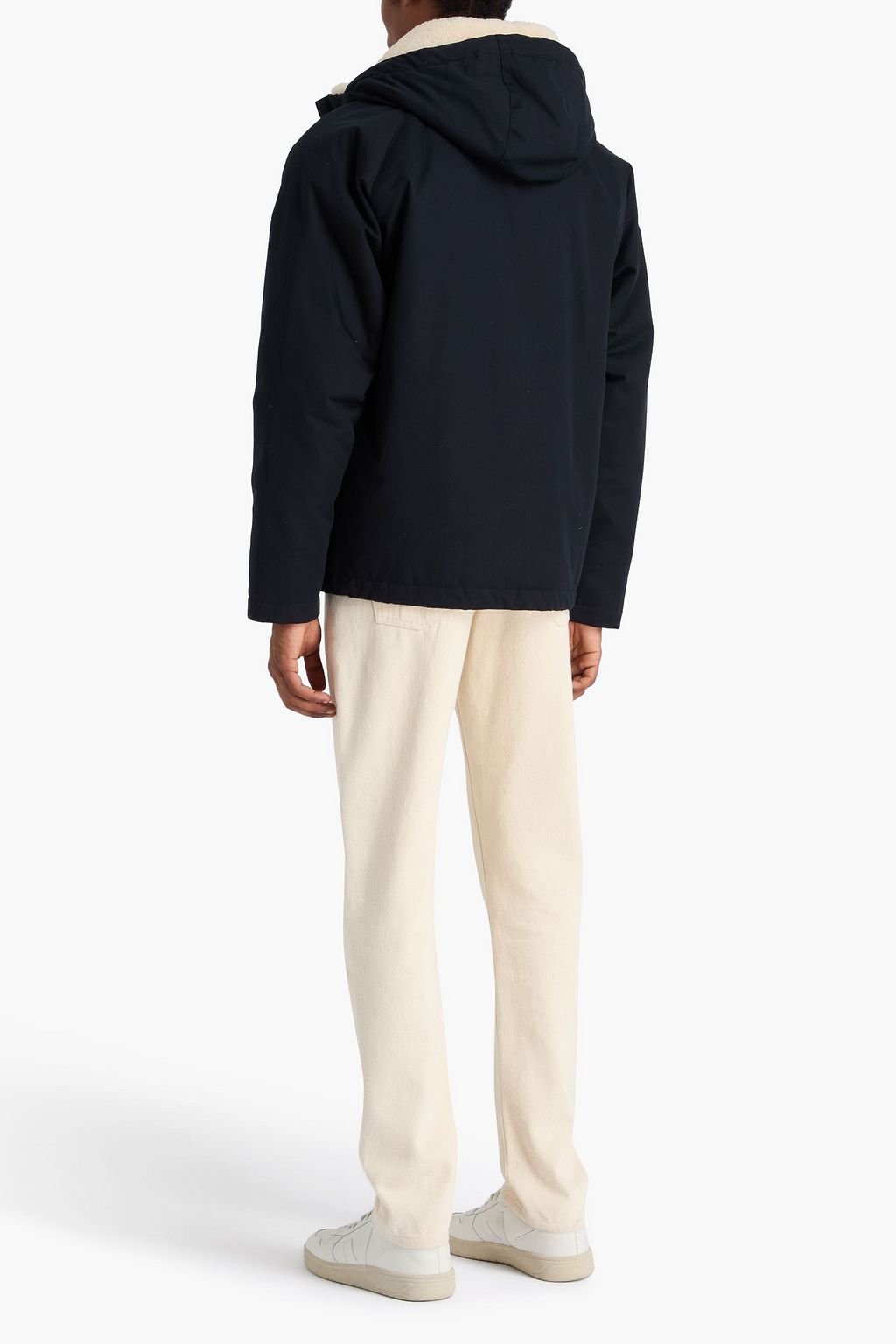 SANDRO Shearling-trimmed cotton hooded parka