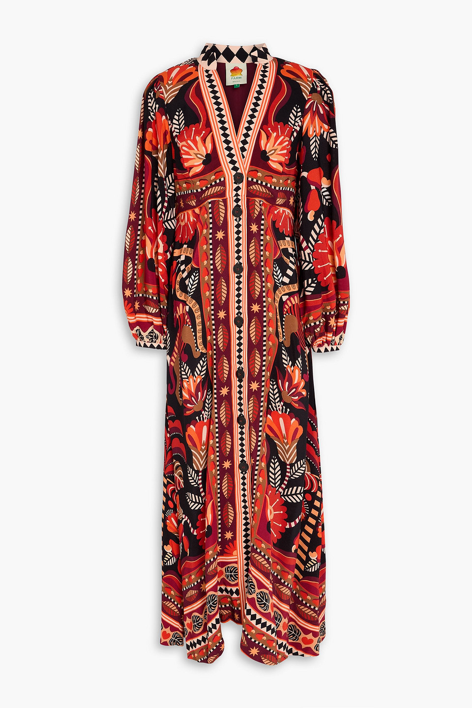 farm rio - printed crepe maxi dress - red - xs