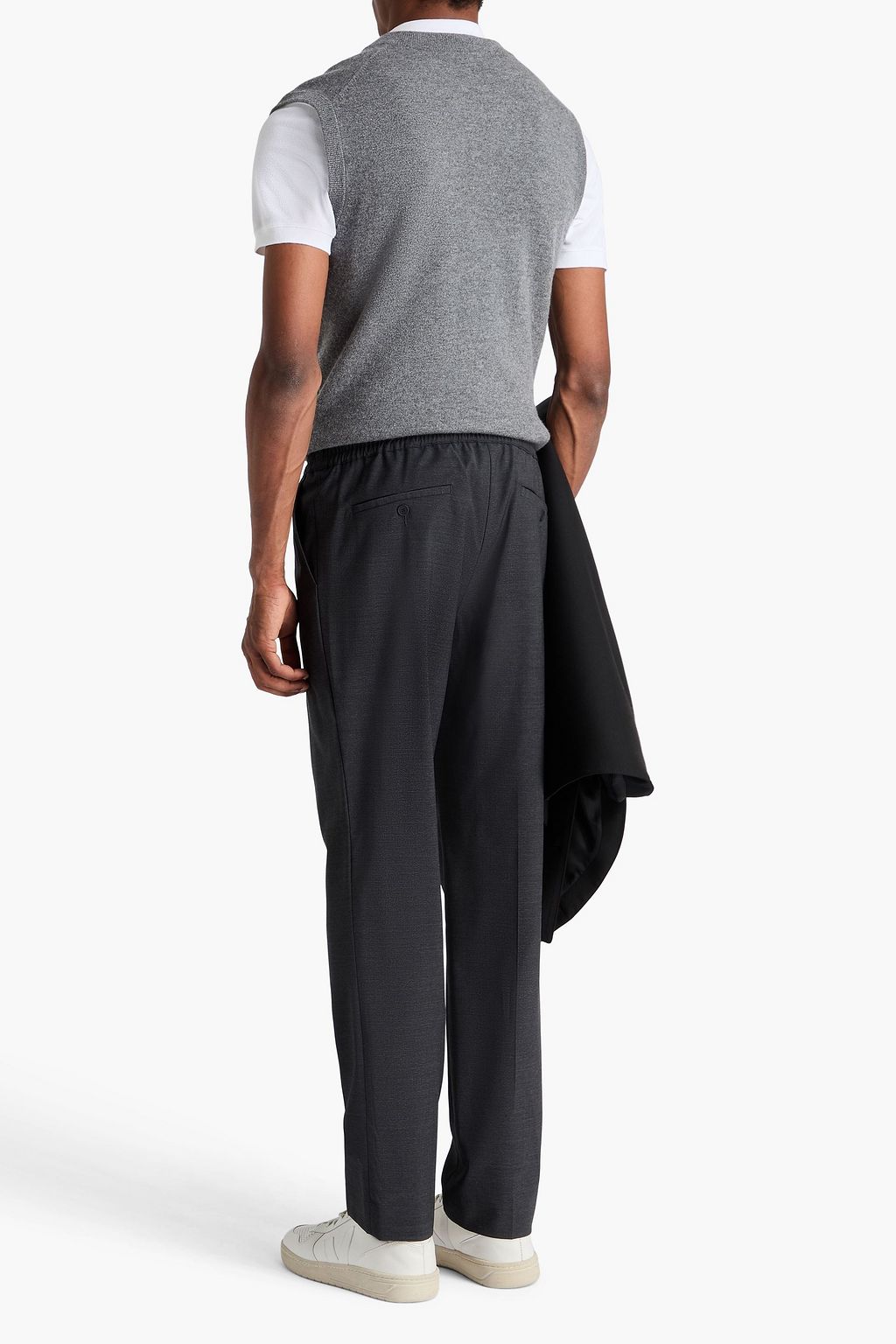 SANDRO Tapered wool-blend crepe drawstring pants
