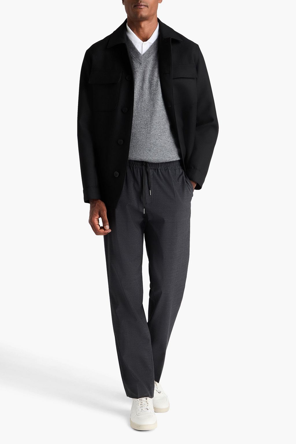 SANDRO Tapered wool-blend crepe drawstring pants