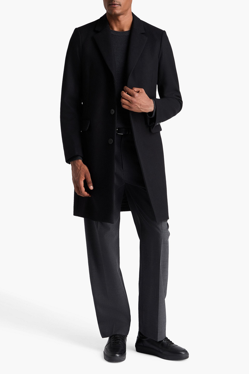  Sandro - Wool-blend Felt Coat - Black - Xs 