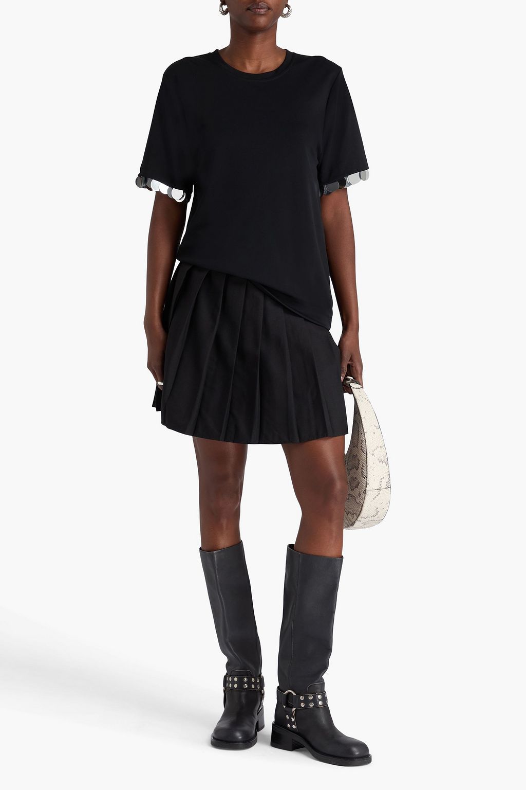 RABANNE Embellished jersey top