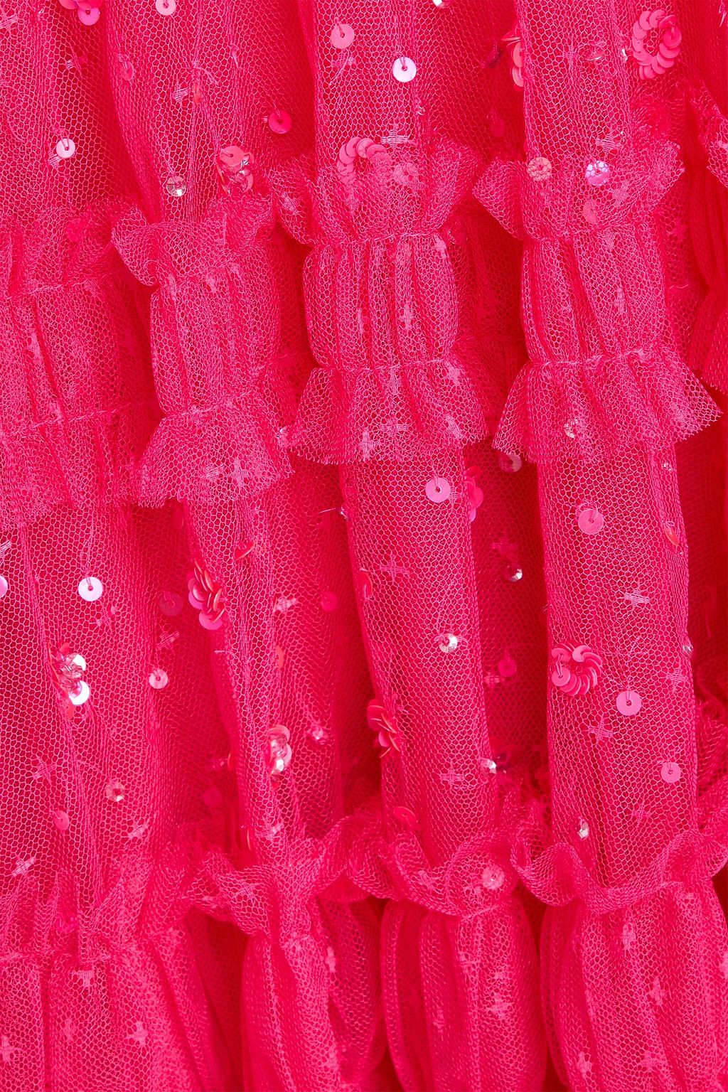 NEEDLE & THREAD Ruffled sequin-embellished point d'esprit mini dress