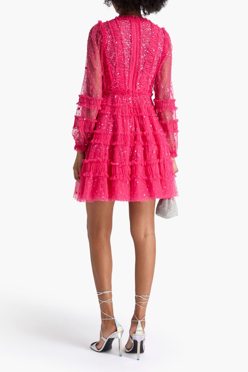 NEEDLE & THREAD Ruffled sequin-embellished point d'esprit mini dress