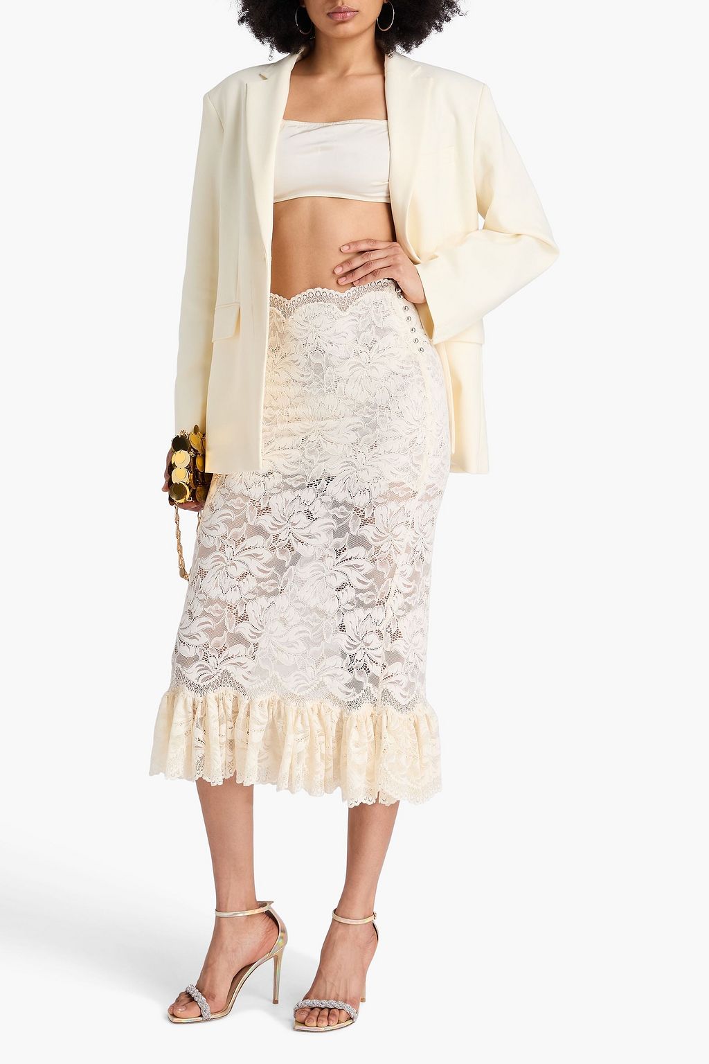 RABANNE Lace midi skirt