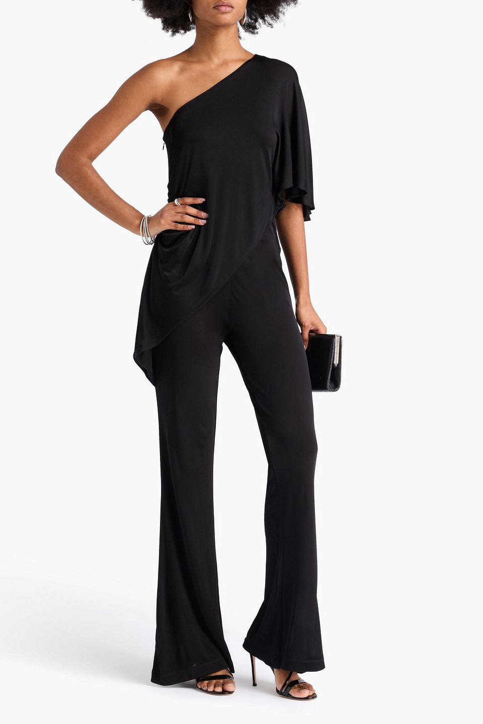  Diane Von Furstenberg - Jumpsuit „talia“ Aus Jersey Mit Asymmetrischer Schulterpartie - Schwarz - Xs 