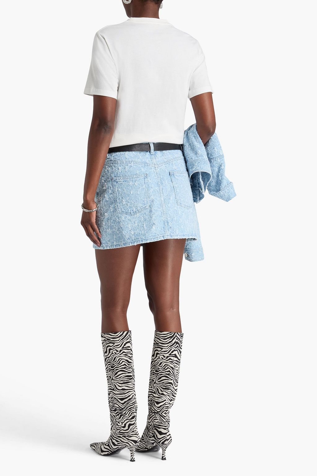 RABANNE Minirock aus Denim in Distressed-Optik