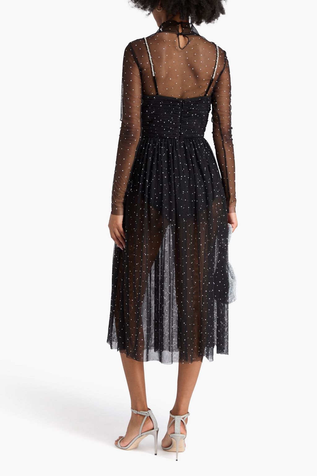 REBECCA VALLANCE فستان متوسط الطول "أليسا" مصنوع من التول ومزين بالكريستال