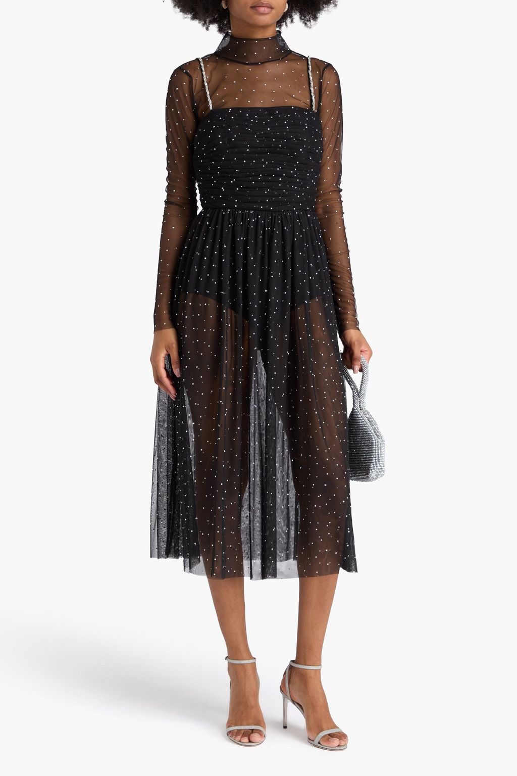 REBECCA VALLANCE فستان متوسط الطول "أليسا" مصنوع من التول ومزين بالكريستال