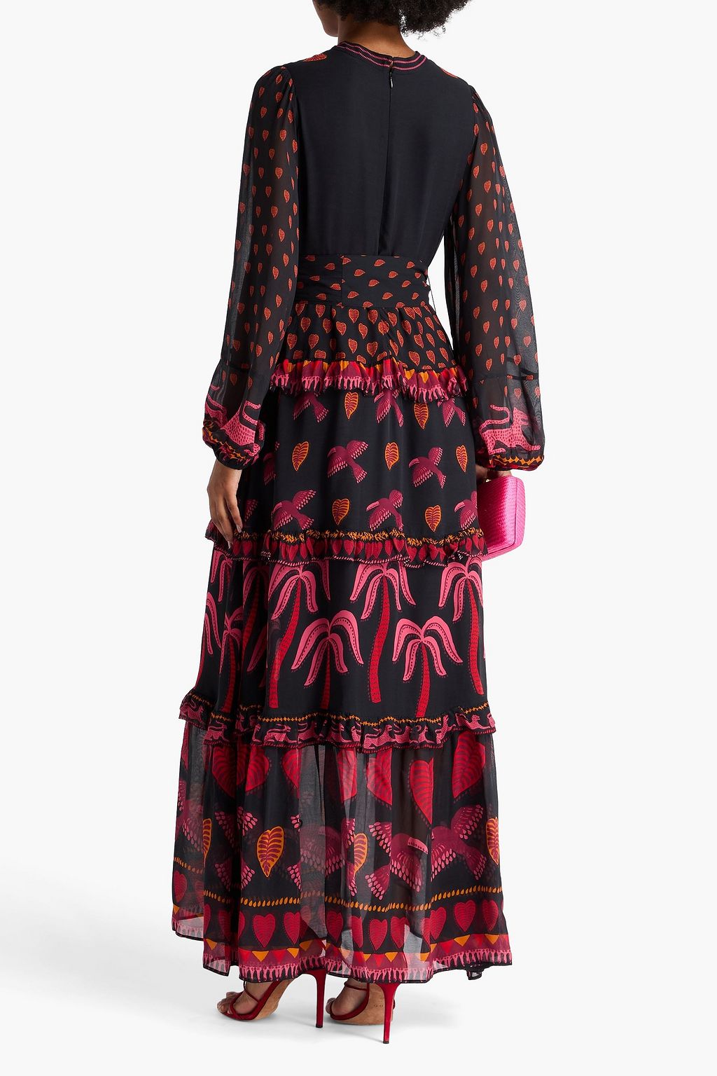 FARM RIO Maxikleid aus Georgette mit Print und Rüschen