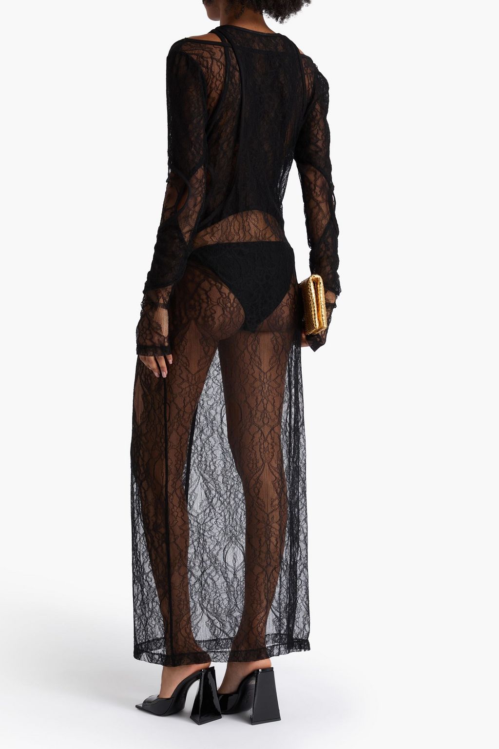 DION LEE Mehrlagiges Maxikleid aus Stretch-Spitze