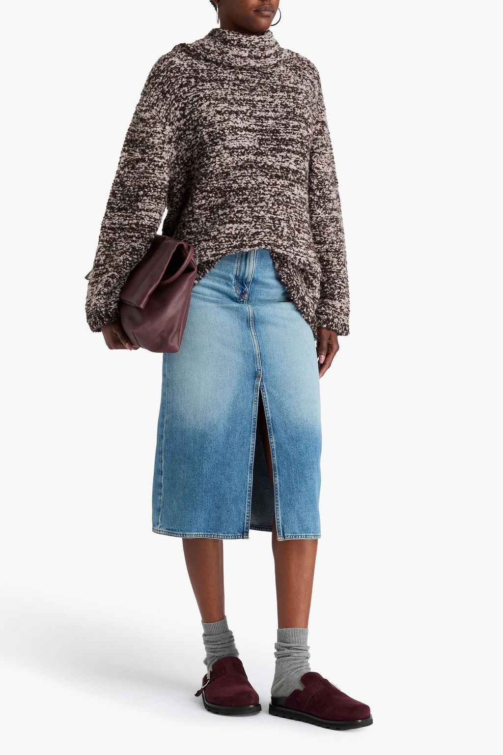 THE ELDER STATESMAN Melierter Rollkragenpullover „Teddy“ aus Bouclé-Strick