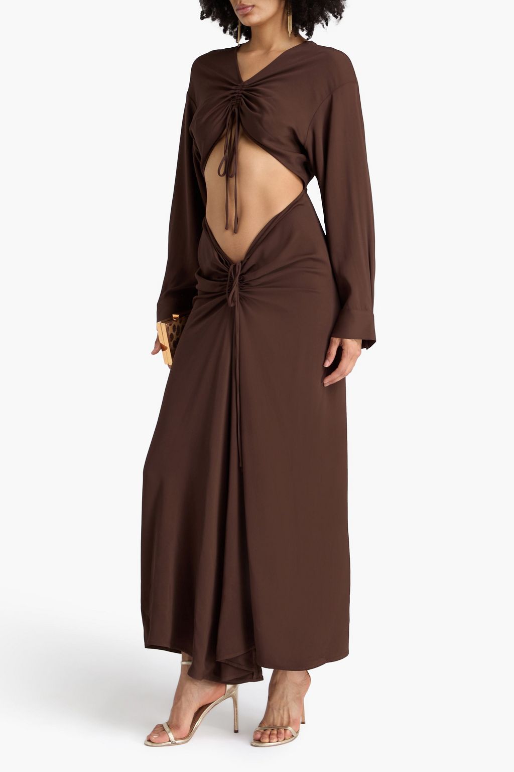 CHRISTOPHER ESBER Drapiertes Maxikleid aus Crêpe mit Cut-outs