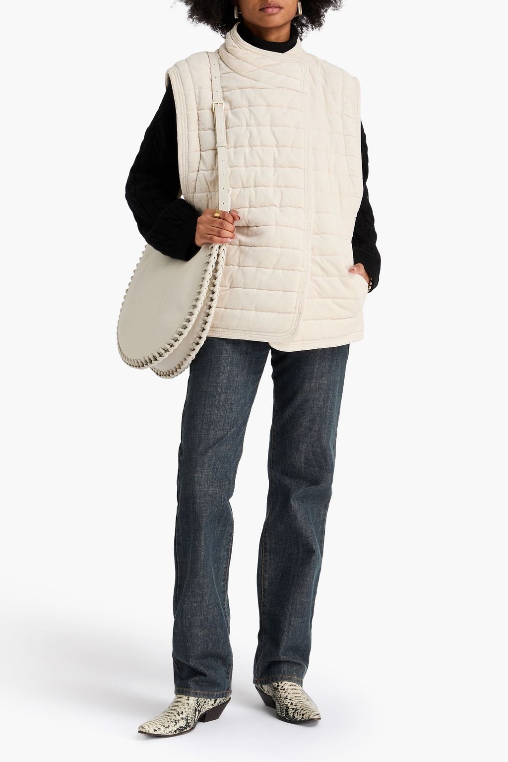 MARANT ÉTOILE Areta double-breasted quilted cotton-velvet jacket