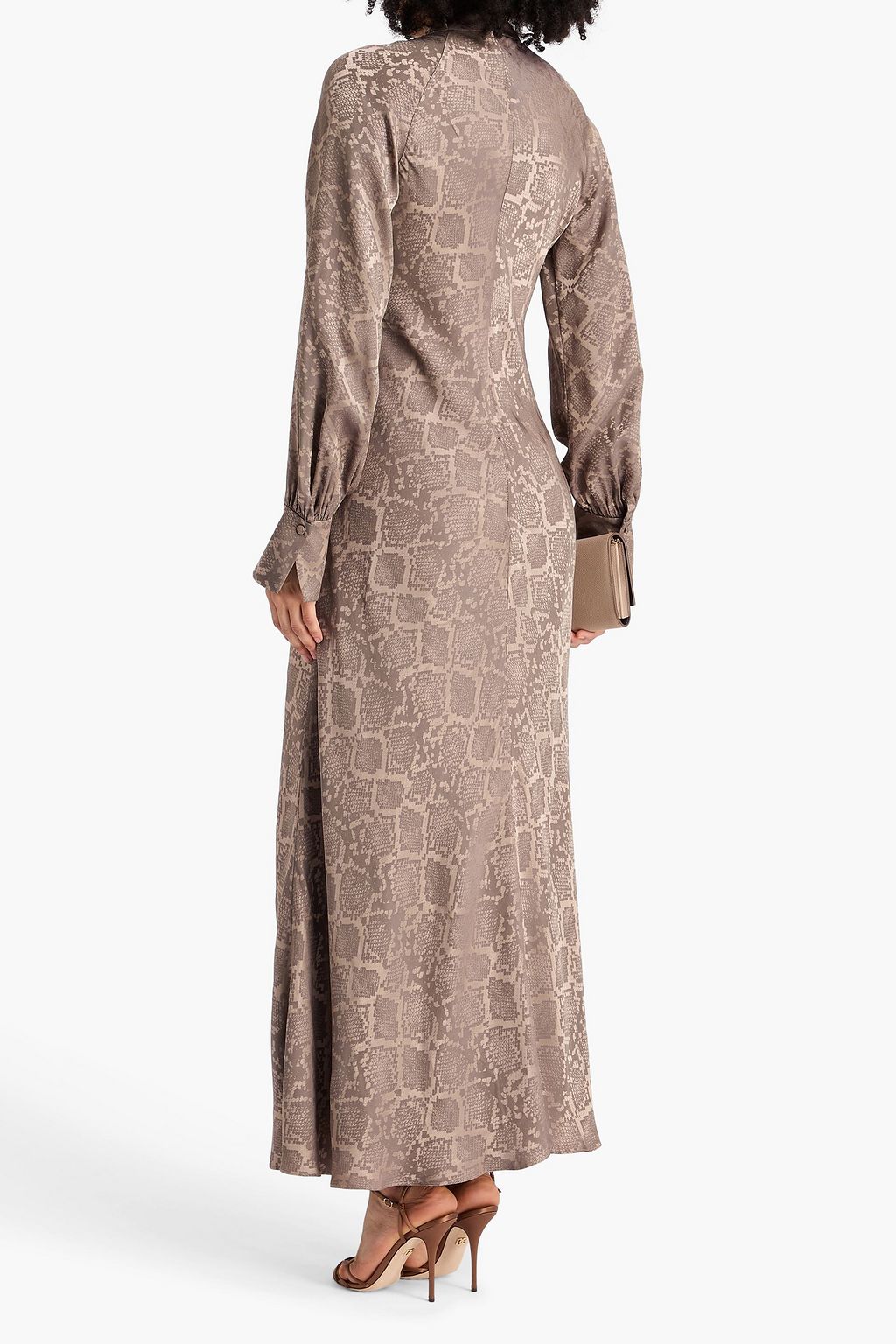 SIMKHAI Tawney snake-print satin-jacquard maxi dress