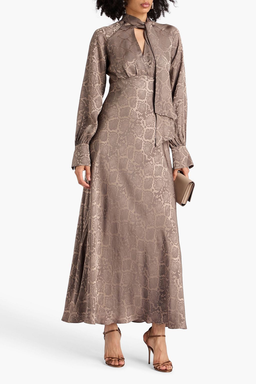 SIMKHAI Tawney snake-print satin-jacquard maxi dress