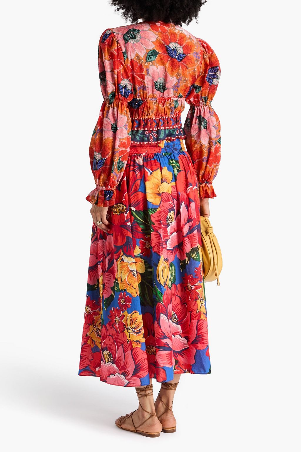 FARM RIO Maxirock aus Baumwollpopeline mit floralem Print und Zierperlen