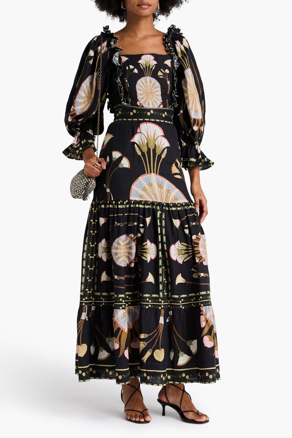 LUG VON SIGA Cassia tiered printed linen maxi skirt