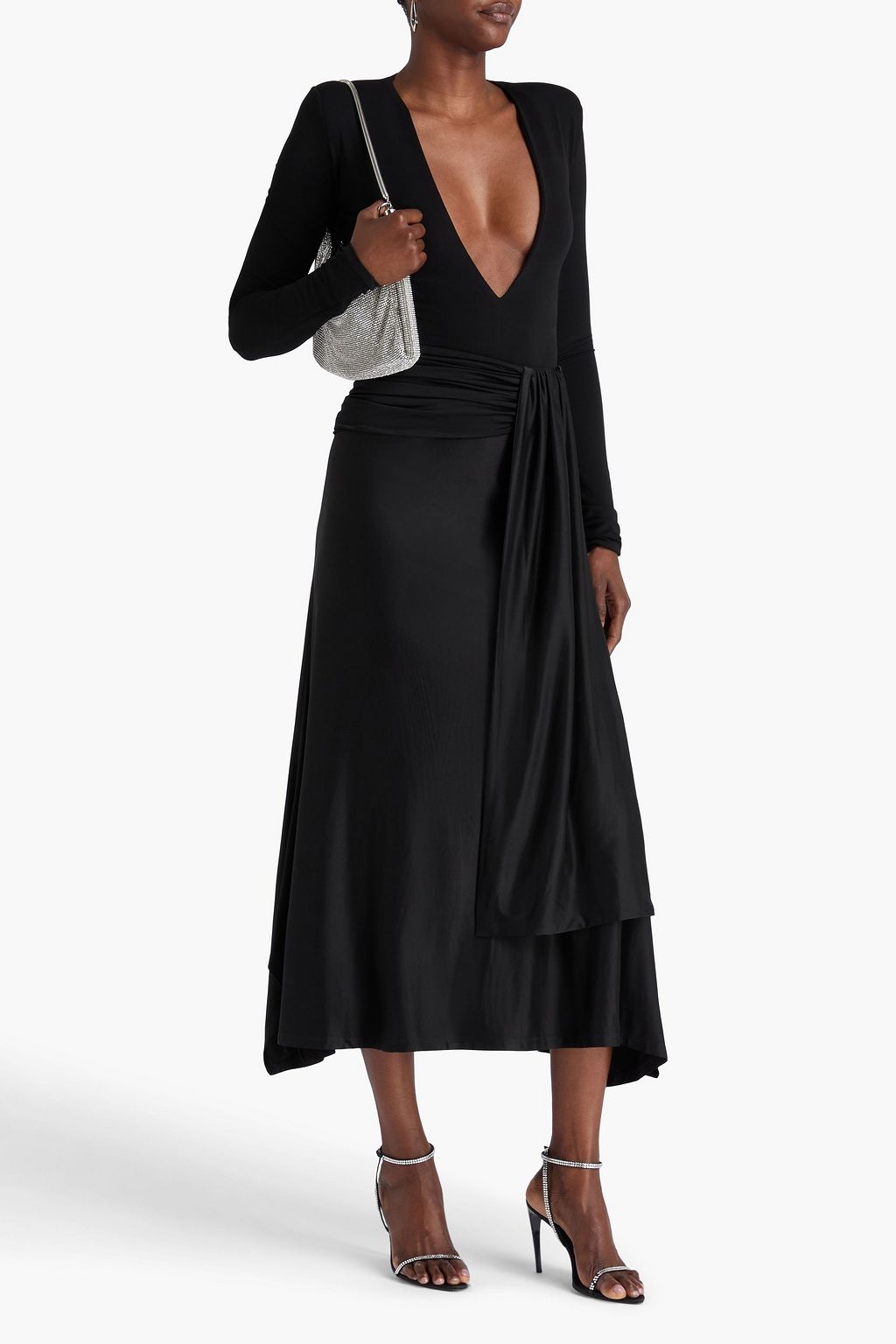 RABANNE Draped stretch-jersey maxi skirt