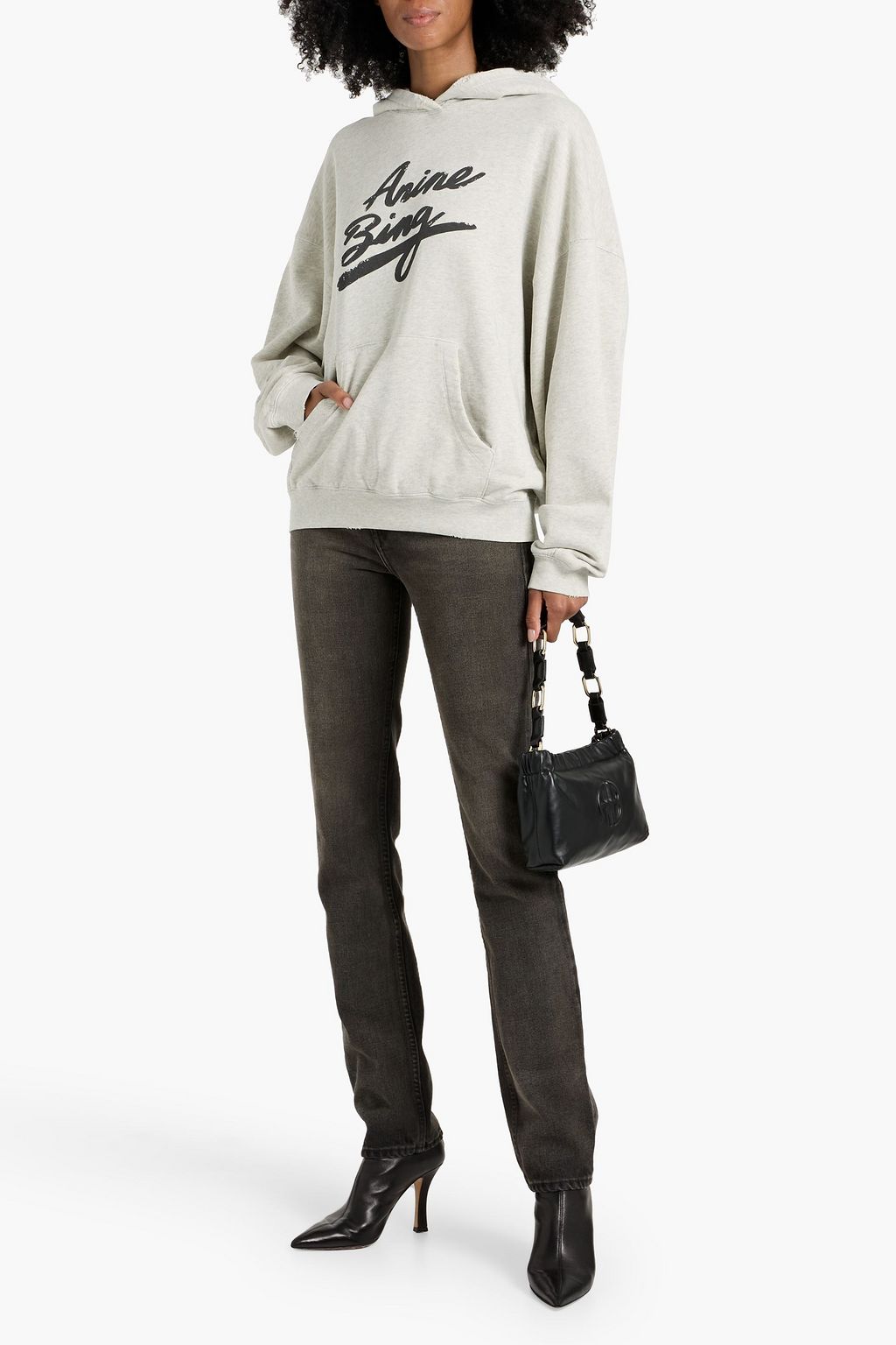 ANINE BING Harvey logo-print French cotton-terry hoodie