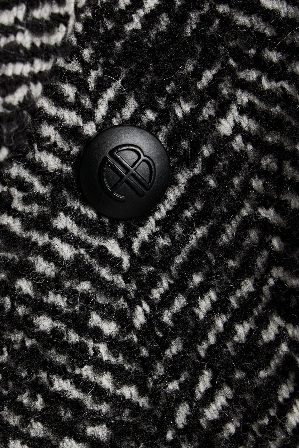 Anine Bing Vienna Herringbone Double-breasted Wool-blend Tweed Blazer In Black