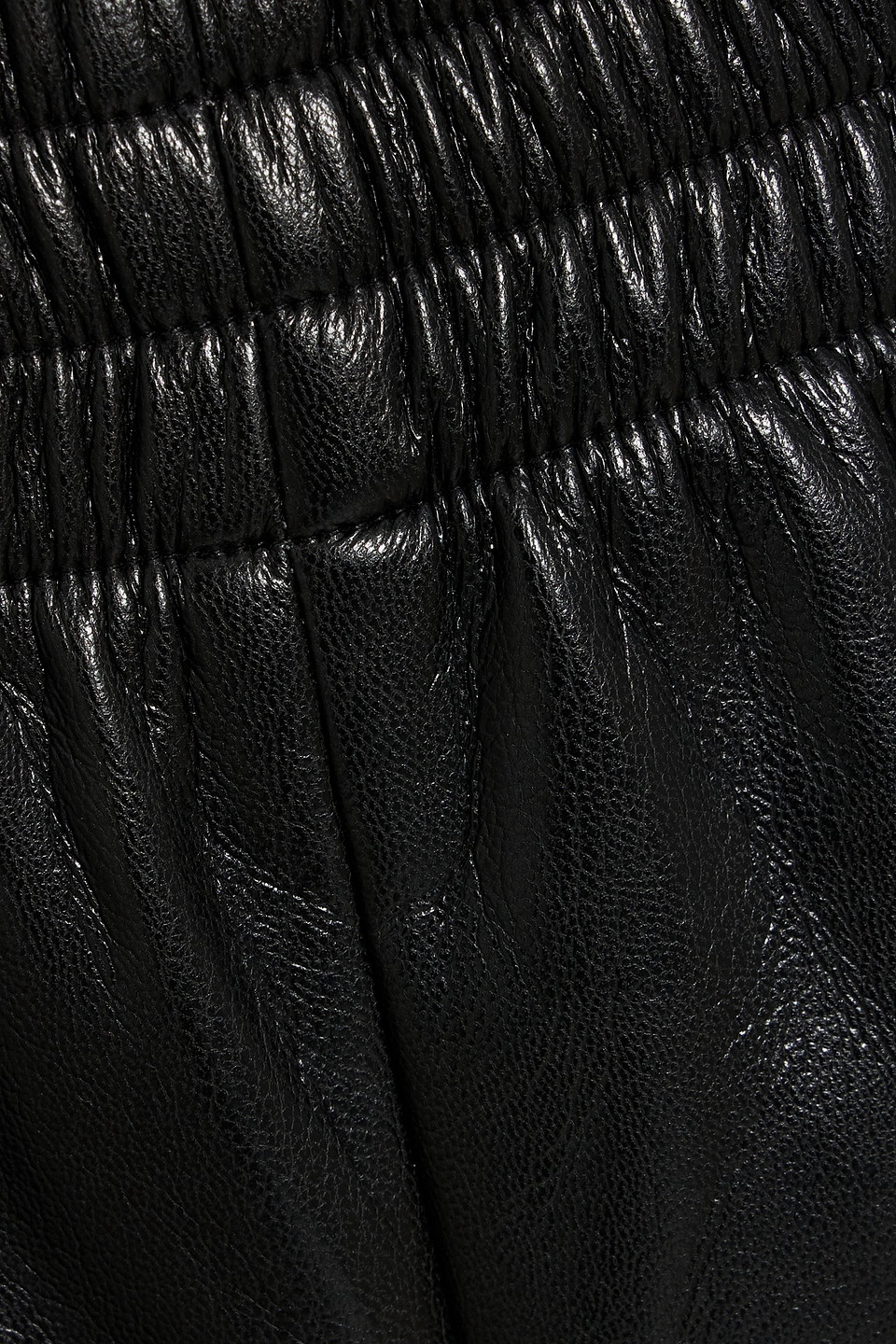 Anine Bing Vegan Leather Shorts Elastic Waistband In Black