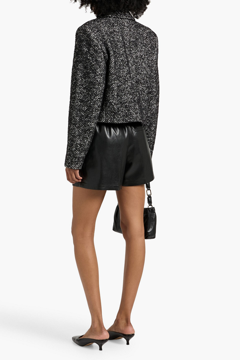 Anine Bing Vegan Leather Shorts Elastic Waistband In Black