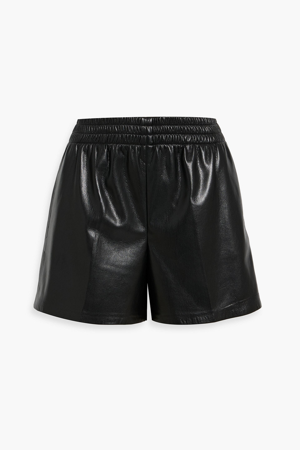 Anine Bing Vegan Leather Shorts Elastic Waistband In Black