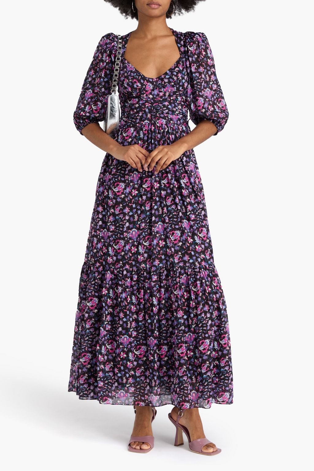 MARANT ÉTOILE Gestuftes Maxikleid „Leoniza“ aus Baumwoll-Voile mit Print