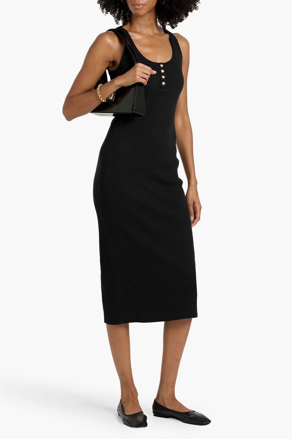 ANINE BING Alessia cotton-blend jersey midi dress
