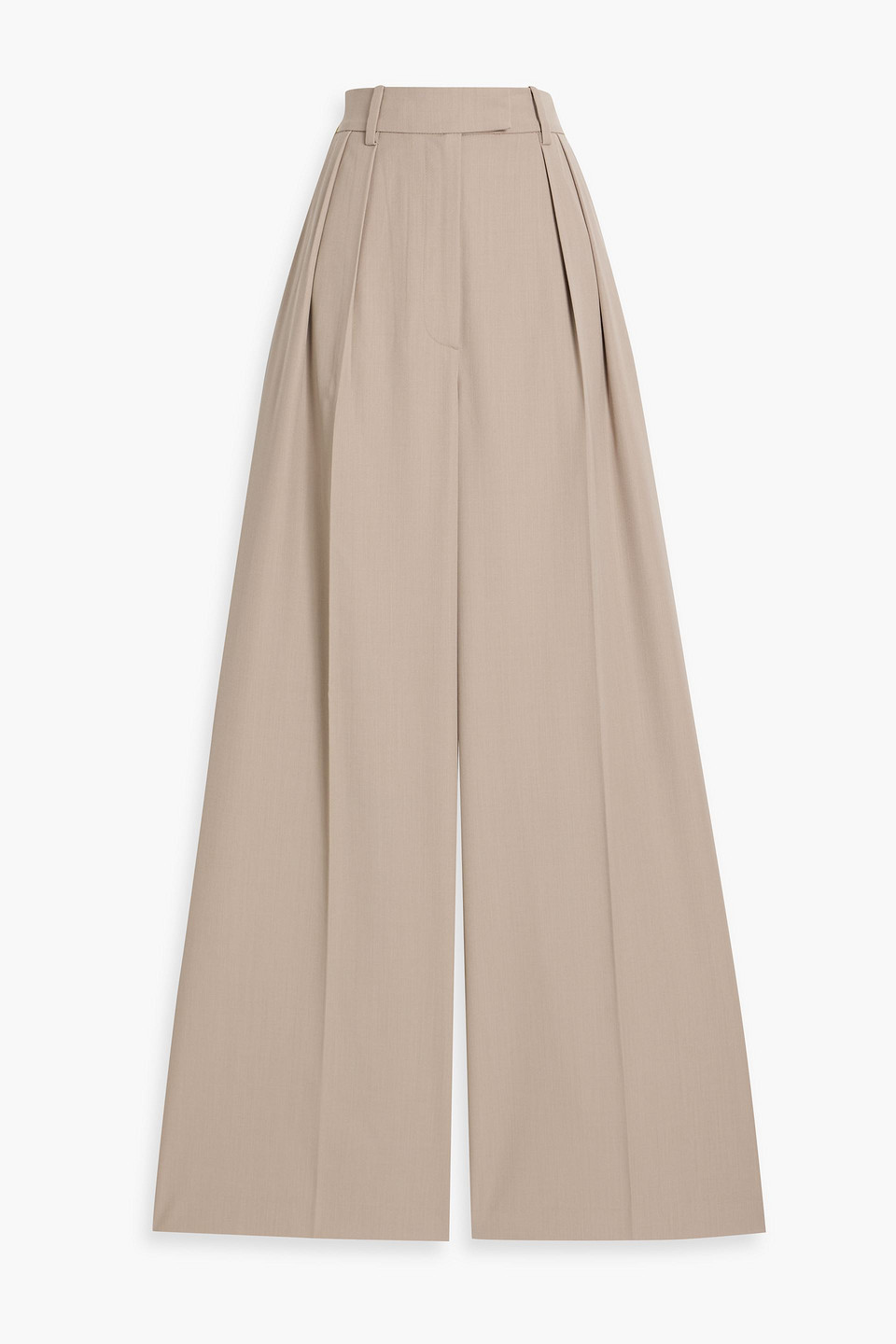 Anine Bing Lou Pleated Wool Wide-leg Pants In Neutral