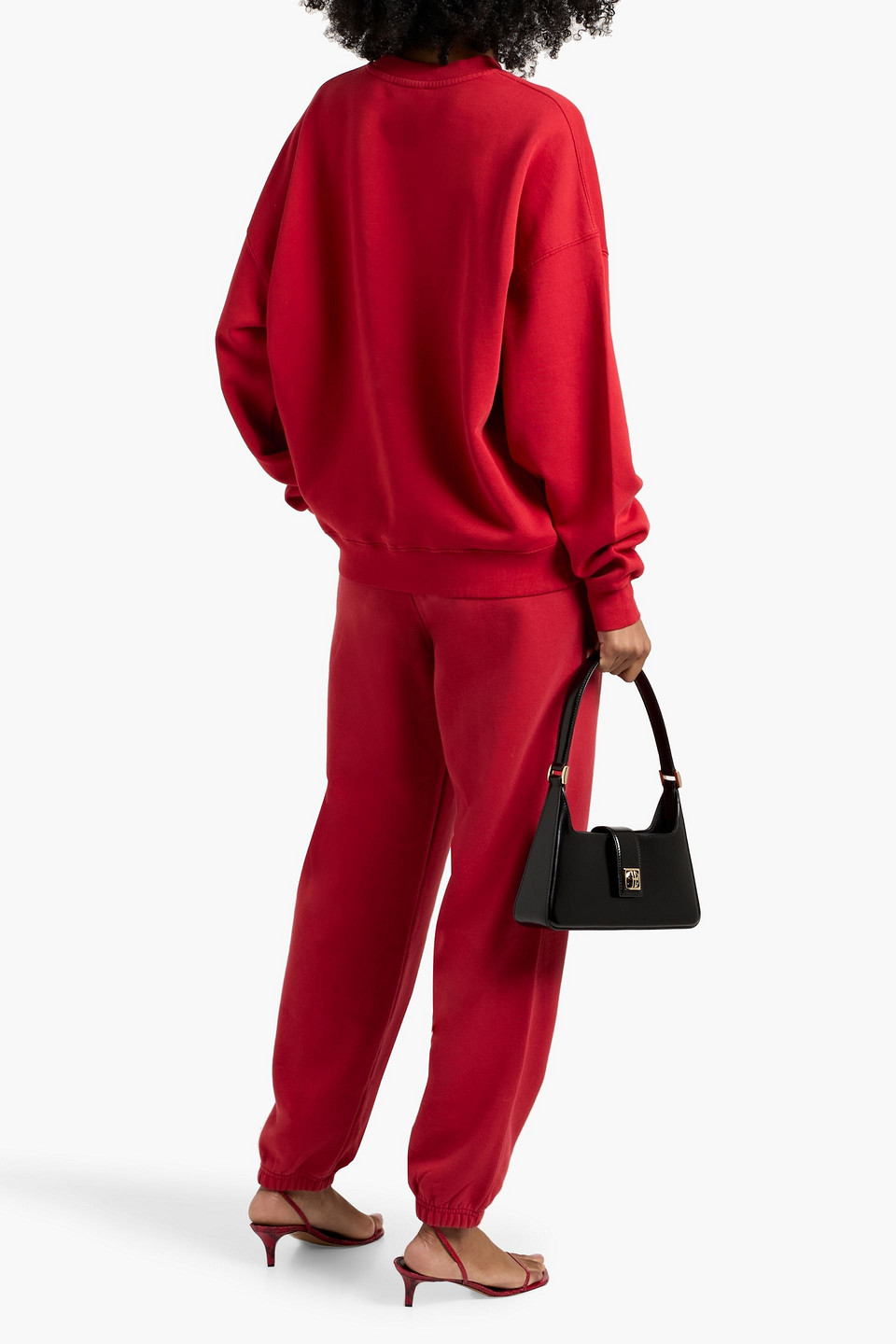 Anine Bing Miles Embroidered Cotton-fleece Sweatshirt In Red