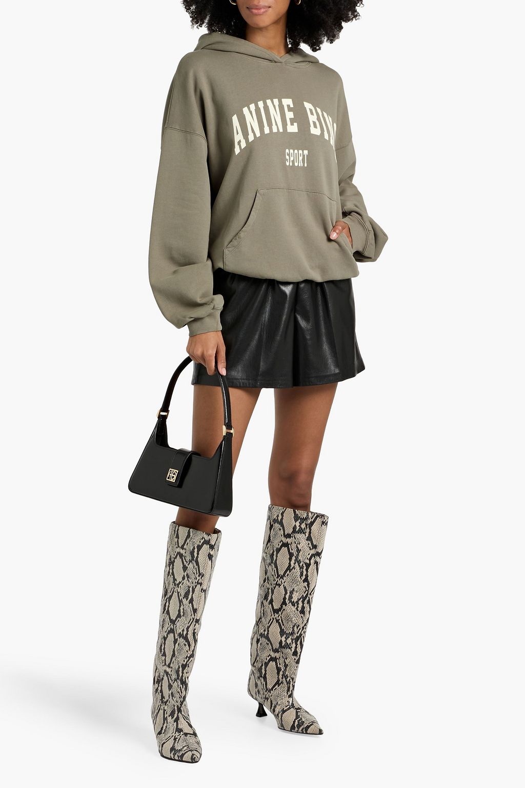 ANINE BING Harvey printed French cotton-terry hoodie