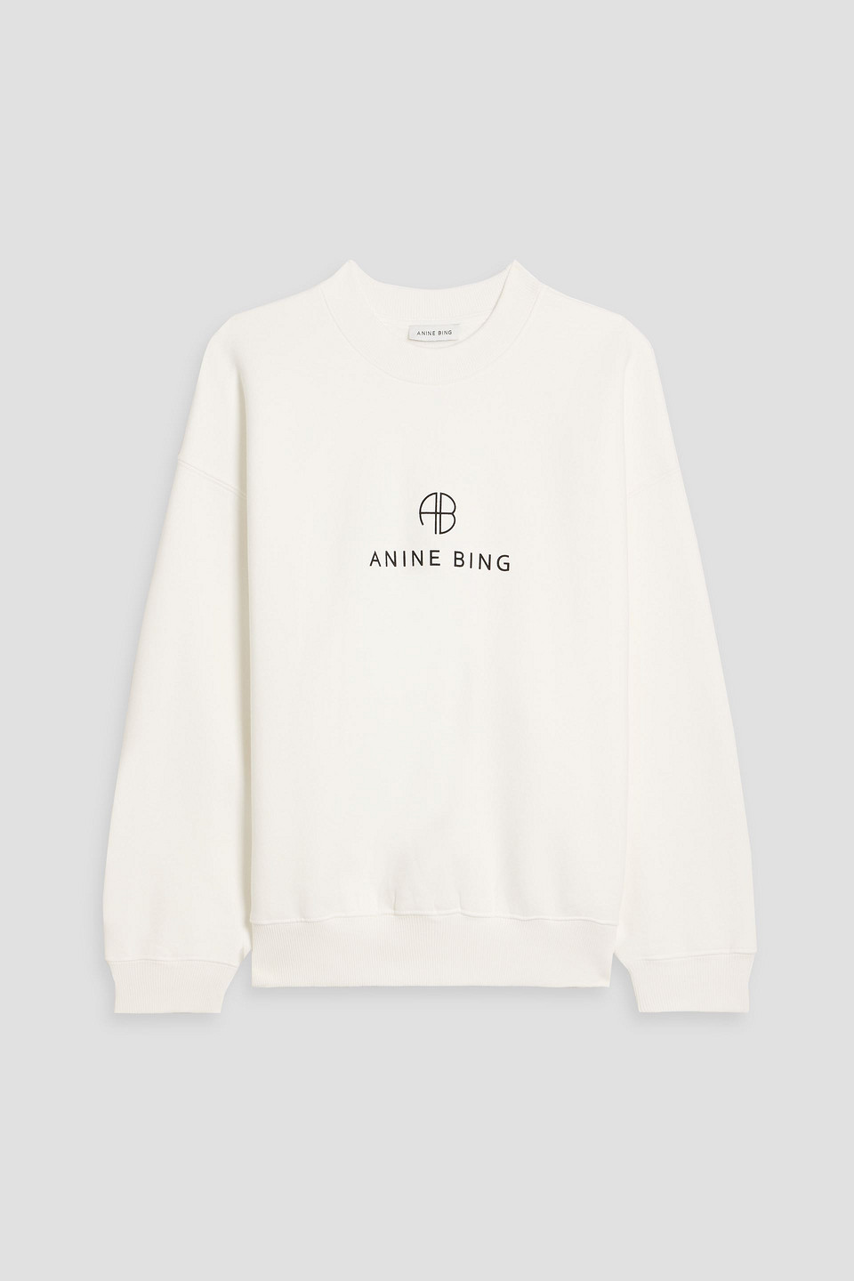 Anine Bing Jaci Printed Cotton-blend Fleece Sweatshirt In White