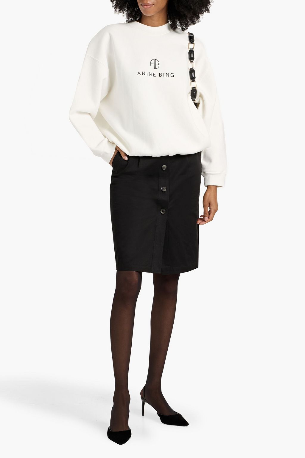 ANINE BING Jaci printed cotton-blend fleece sweatshirt