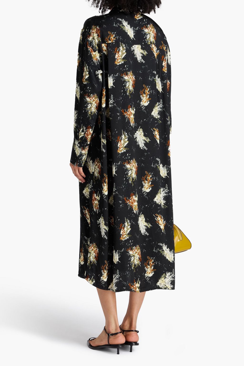 DRIES VAN NOTEN فستان طويل على شكل قميص ماتلاسيه بطبعات