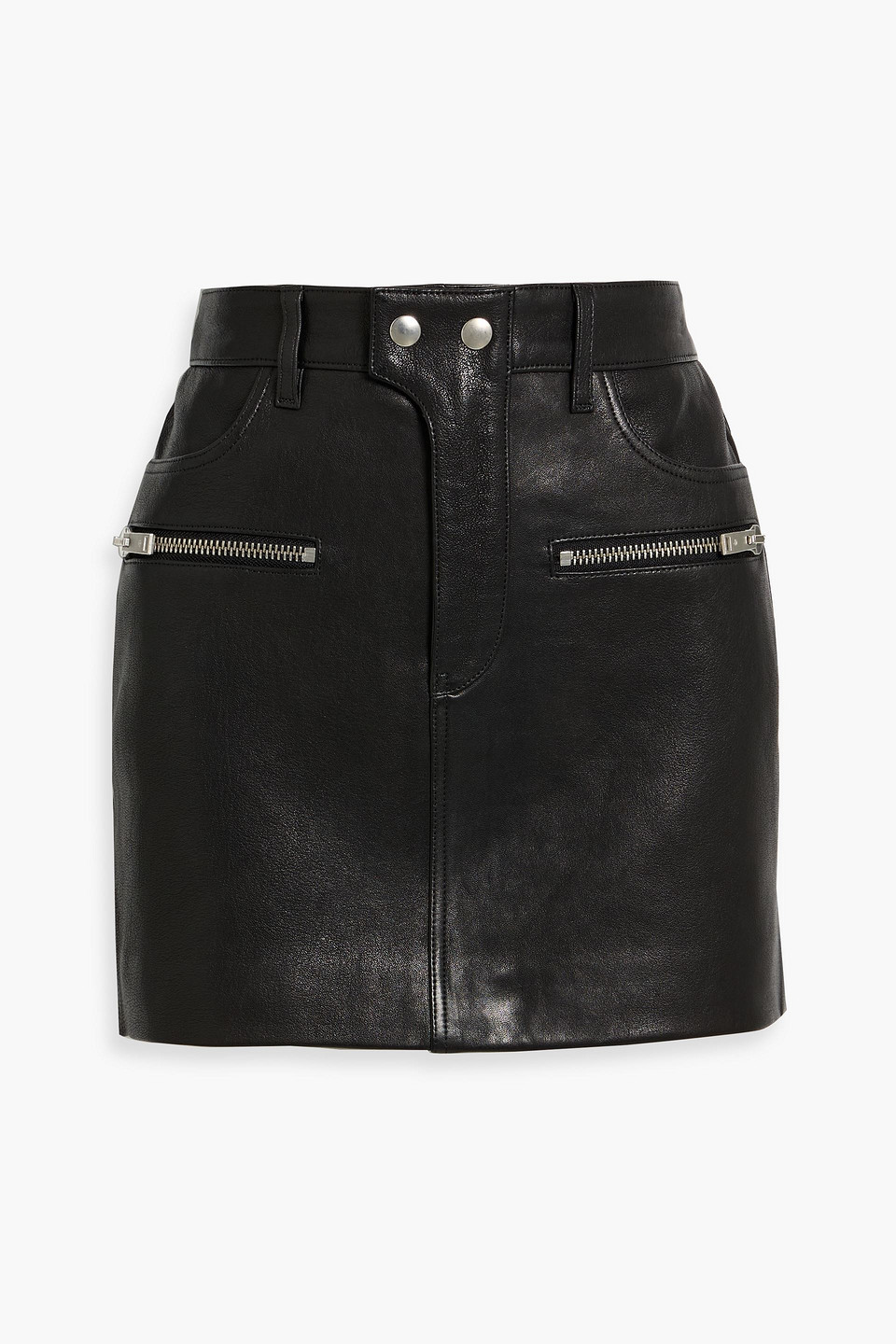 Anine Bing Steel Leather Mini Skirt In Black