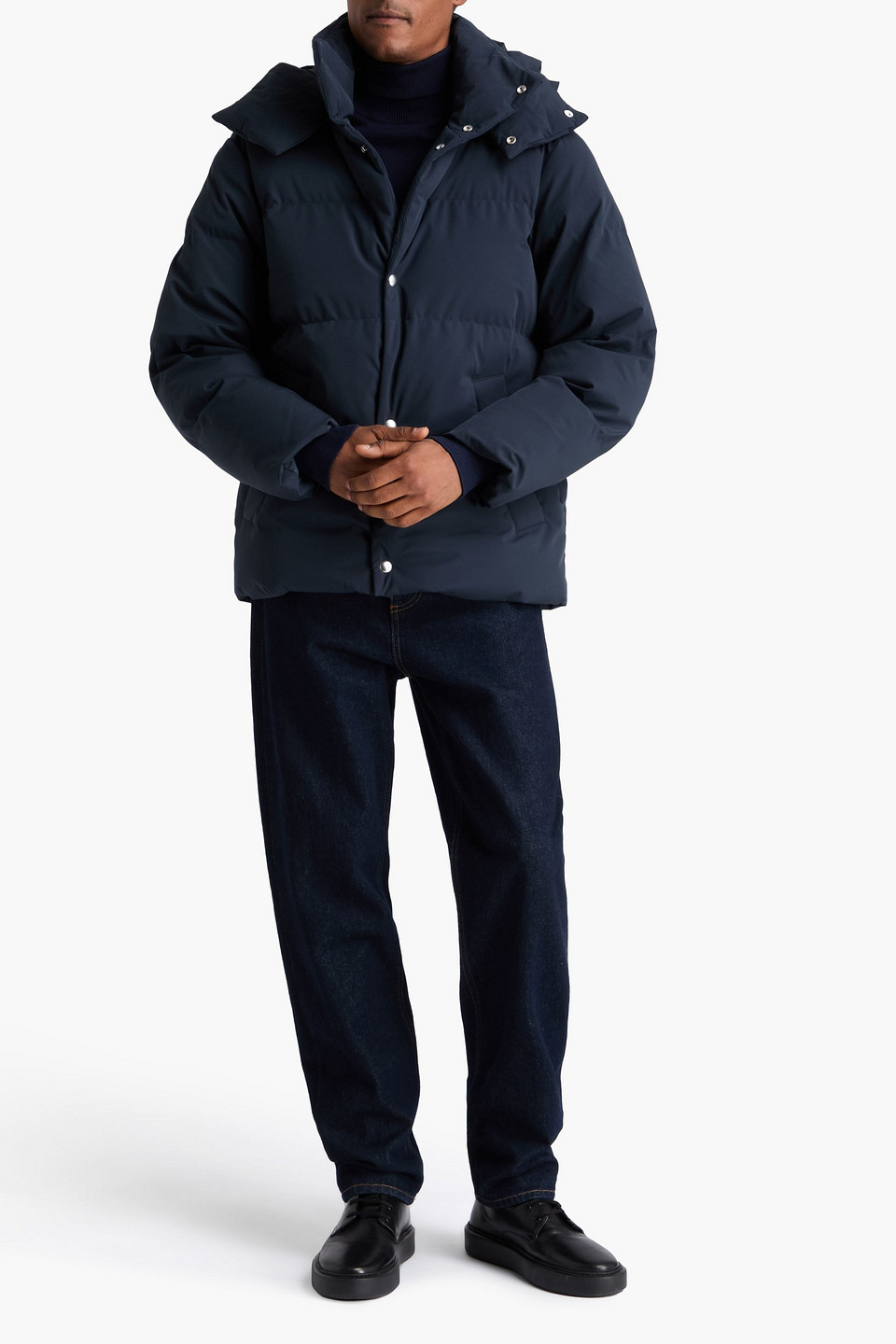  Sandro - Quilted Shell Hooded Jacket - Blue - Xs 