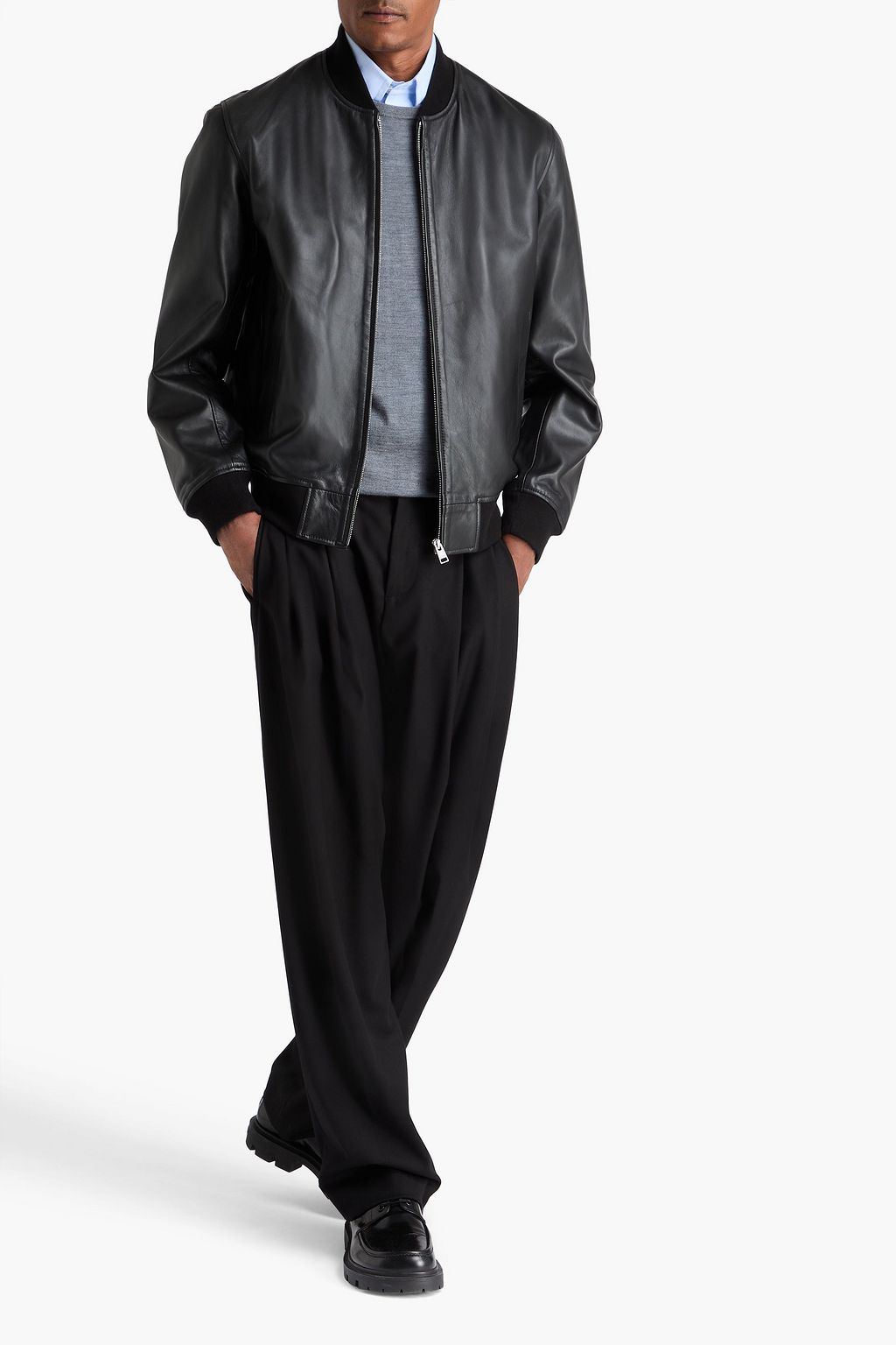 SANDRO Leather bomber jacket