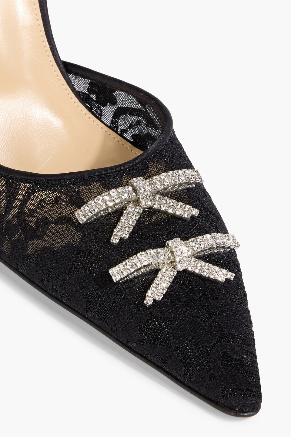 Mach&mach Matilda Embellished Lace Pumps In Black