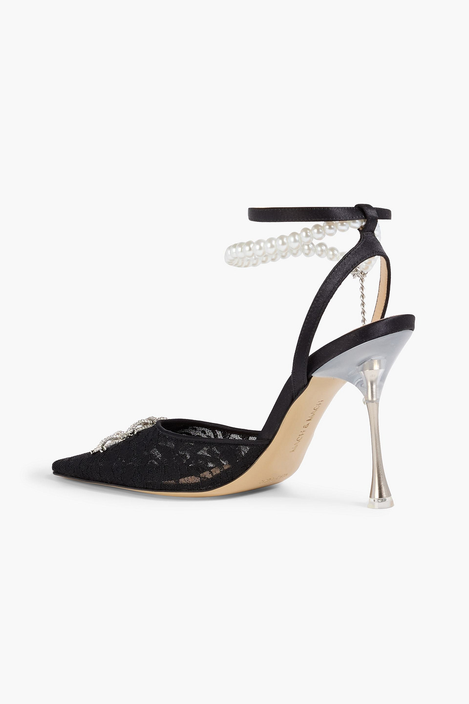 Mach&mach Matilda Embellished Lace Pumps In Black