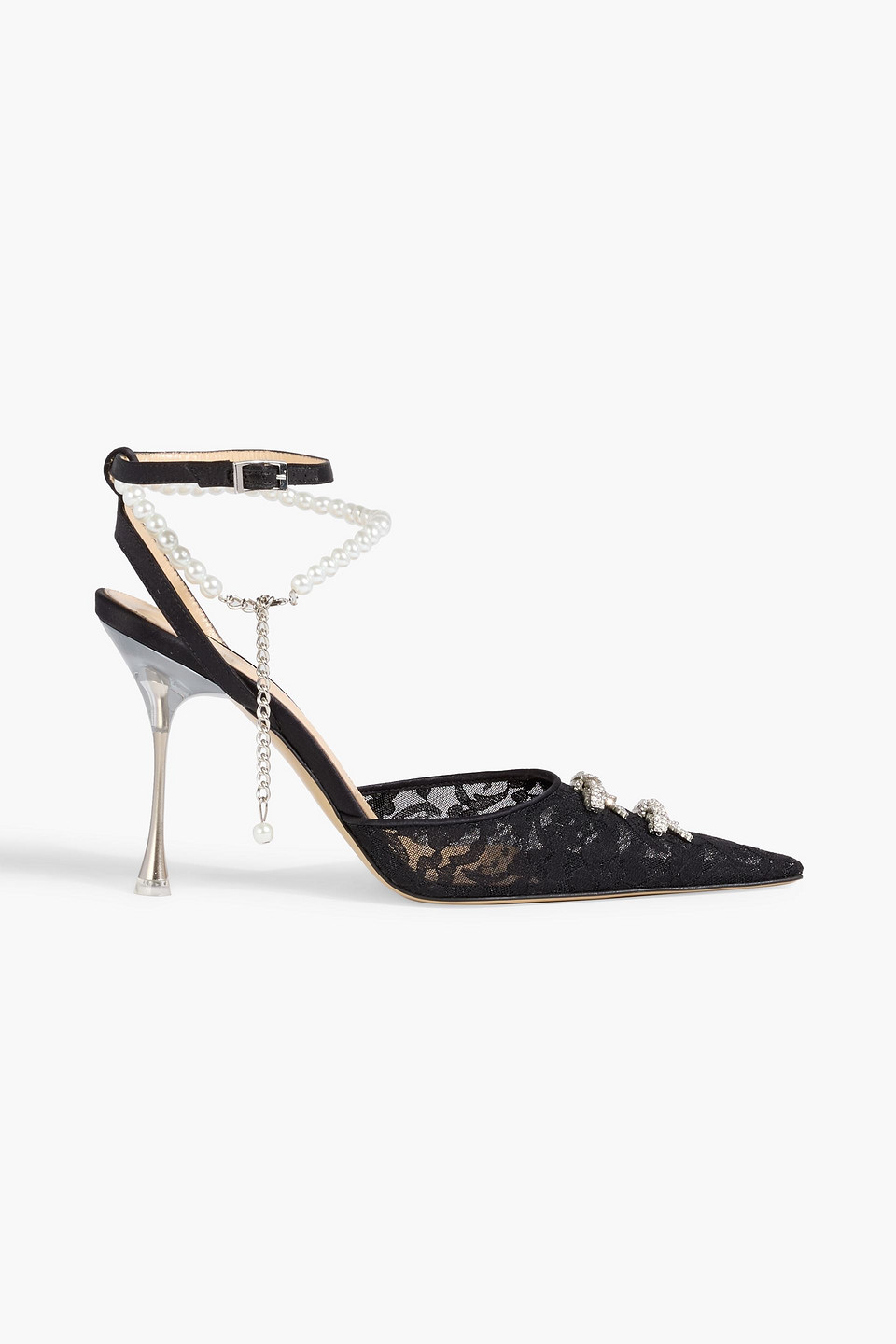 Mach&mach Matilda Embellished Lace Pumps In Black