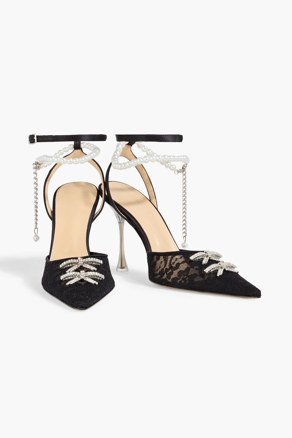 Mach&mach Matilda Embellished Lace Pumps In Black