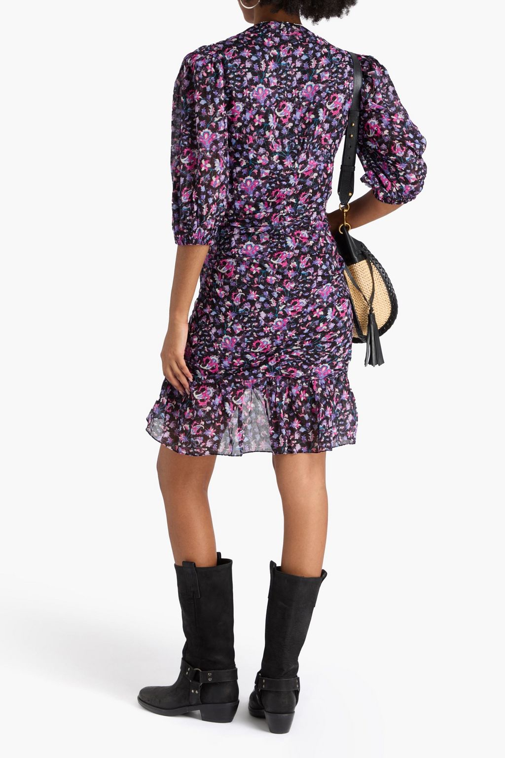 MARANT ÉTOILE Minikleid „Lunesa“ aus Baumwoll-Voile mit Print und Raffungen