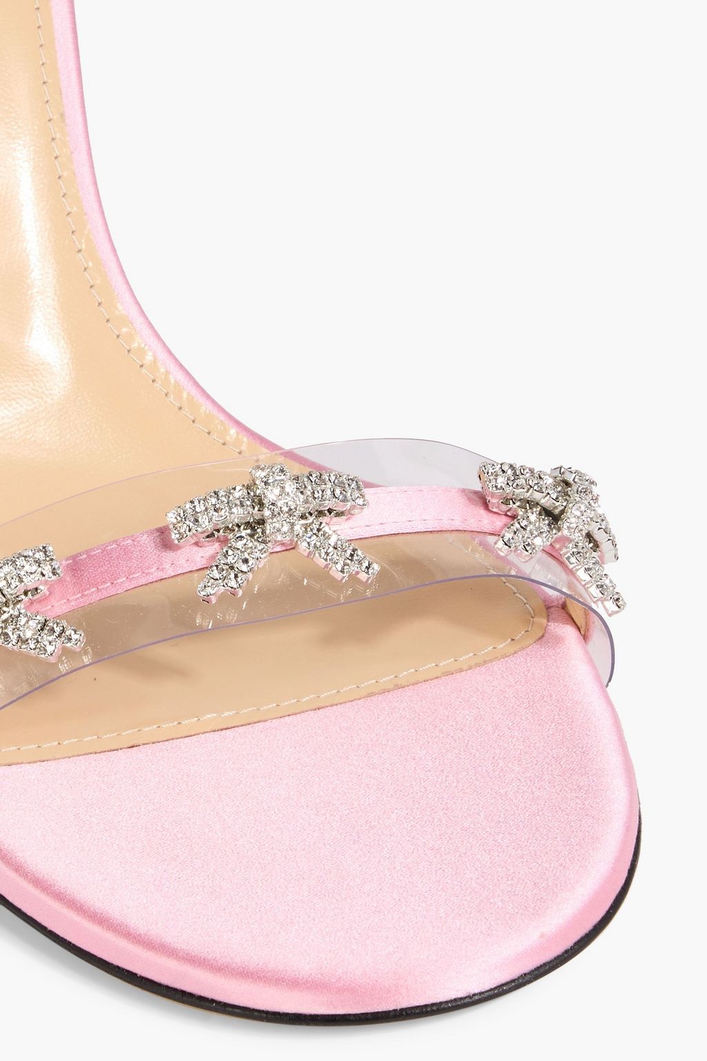 MACH & MACH Floating Crystal Bow embellished satin and PVC sandals