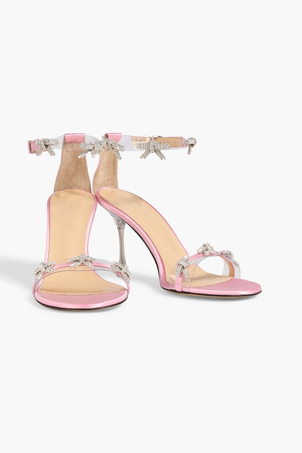 MACH & MACH Floating Crystal Bow embellished satin and PVC sandals